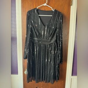SHEIN Black Sequin Long Sleeve Dress